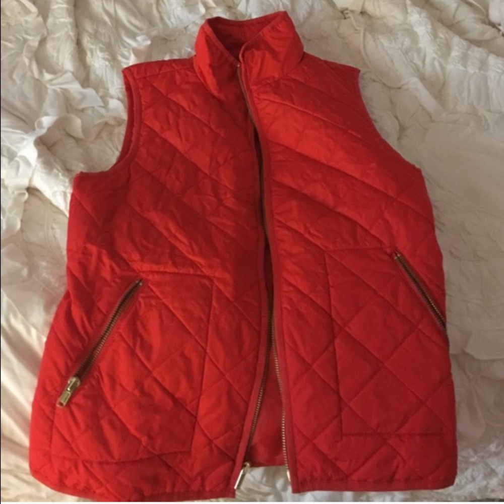 quilted red / orange puffer vest